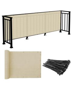 E&K Sunrise 3' x 320' Balcony Privacy Fence Screen Cover with Zip Ties Outdoor Screen Fence UV Protection for Deck Patio Backyard Apartment Pool Porch (Beige)