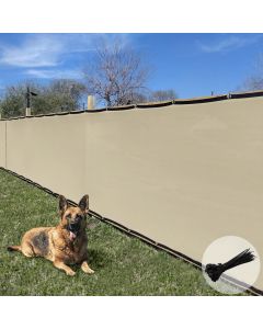 E&K Sunrise 6' x 93' Privacy Fence Screen with Grommets, Outdoor Windscreen Fence Covering Privacy Screen UV Blockage for Backyard Garden Patio, Zip Ties Included (Beige)