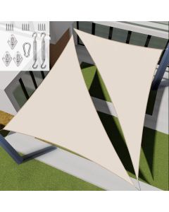 E&K Sunrise 12' x 12' x 17' Waterproof Sun Shade Sail Outdoor Triangle Canopy Shade Cover UV Block with Hardware Kit for Pergola Patio Backyard Garden Deck (Beige)