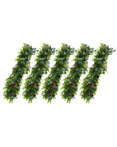 E&K 5 PCS Artificial Hanging Plants Faux Vines Leaf Decoration for Home Garden Office Indoor Outdoor Wedding Party (Dark Green Red)