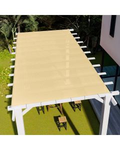 E&K Sunrise 10' x 36' Sun Shade Sail Straight Edge Rectangle Canopy Shade Cover with D-Ring Grommets UV Block for Outdoor Pergola Backyard Garden Patio Deck (Sand)