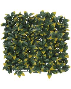 E&K 9Pcs 20" x 20" Artificial Grass Wall Panels, Faux Boxwood Greenery Backdrop Decor, UV Protected Privacy Hedge Screen for Indoor Outdoor (Photinia - Yellow)