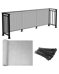 E&K Sunrise 3' x 320' Balcony Privacy Fence Screen Cover with Zip Ties Outdoor Screen Fence UV Protection for Deck Patio Backyard Apartment Pool Porch (Gray)