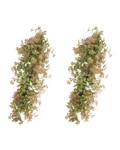 E&K 2 PCS Artificial Hanging Plants Faux Vines Leaf Decoration for Home Garden Office Indoor Outdoor Wedding Party (Green Red)