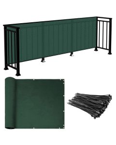 E&K Sunrise 3' x 320' Balcony Privacy Fence Screen Cover with Zip Ties Outdoor Screen Fence UV Protection for Deck Patio Backyard Apartment Pool Porch (Green)