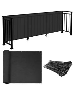 E&K Sunrise 3' x 320' Balcony Privacy Fence Screen Cover with Zip Ties Outdoor Screen Fence UV Protection for Deck Patio Backyard Apartment Pool Porch (Black)