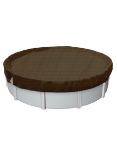 E&K 21' Round Pool Cover for 17' Above Ground Pools Winter Aboveground Round Swimming Pool Cover Safety Protection Tarp Heavy Duty, Brown