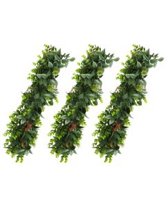 E&K 3 PCS Artificial Hanging Plants Faux Vines Leaf Decoration for Home Garden Office Indoor Outdoor Wedding Party (Dark Green Red)