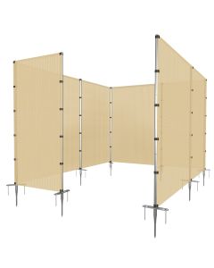 E&K Outdoor Privacy Screen Fence Freestanding Backyard Patio Privacy Pool Fencing Garden Dog Fence Removable with Stainless Steel Poles Ground Spikes Hollow Beige 6'x99'