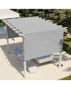 E&K 16'Wx40'L Waterproof Shade Canopy Cover Outdoor with Grommets Weighted Rods Sun Shade Cover UV Block for Pergola Patio Deck Backyard (Light Gray)