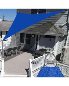 E&K Sunrise 48' x 48' x 48' Sun Shade Sail Triangle Canopy Shade Cover with A Ring Steel Cable Wire UV Block for Pergola Patio Backyard Garden Deck Outdoor (Blue)
