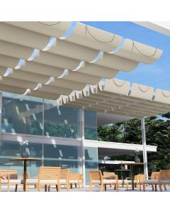 E&K Beige Waterproof Retractable Shade Cover for Pergola - Customizable with Size and Color