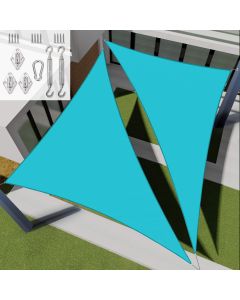 E&K Sunrise 24' x 24' x 33.9' Waterproof Sun Shade Sail Outdoor Triangle Canopy Shade Cover UV Block with Hardware Kit for Pergola Patio Backyard Garden Deck (Turquoise)