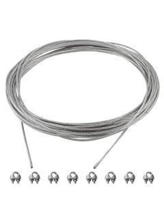 E&K Sunrise Shade Sail Hardware Kit,50-Feet Wire Rope and 8 Pcs Clamps Coated Steel Cable 3/16 inch - 1/4 inch (4.78 mm - 6.35 mm) Perfect for Set up your shade sail