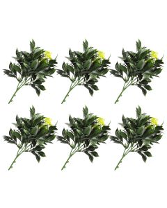 E&K 6 PCS Artificial Plants Faux Bushes Plant Decoration for Home Garden Wedding Party Indoor Outdoor (Green Yellow)