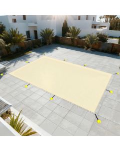 E&K 20'x40' Pool Cover for Inground Pools, Rectangle Winter Pool Cover for Backyard Yard Swimming Pool with Hardware Kit, Beige