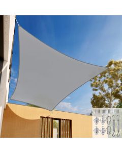 E&K Sunrise 24' x 24' Sun Shade Sail Rectangle Canopy Shade Cover with Hardware Kit UV Block for Outdoor Pergola Patio Backyard Garden Deck (Light Gray)
