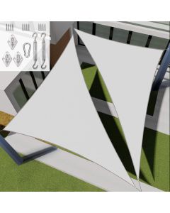 E&K Sunrise 24' x 24' x 33.9' Waterproof Sun Shade Sail Outdoor Triangle Canopy Shade Cover UV Block with Hardware Kit for Pergola Patio Backyard Garden Deck (Light Gray)