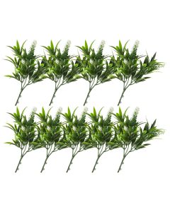 E&K 9 PCS Artificial Plants Faux Bushes Plant Decoration for Home Garden Wedding Party Indoor Outdoor (Green White)