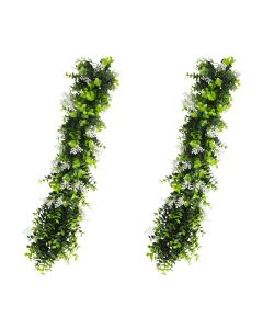 E&K 2 PCS Artificial Hanging Plants Faux Vines Leaf Decoration for Home Garden Office Indoor Outdoor Wedding Party (Green White)