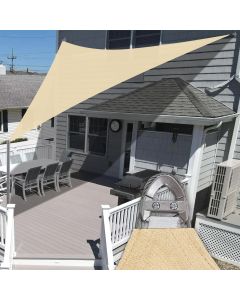 E&K Sunrise 48' x 48' x 48' Sun Shade Sail Triangle Canopy Shade Cover with A Ring Steel Cable Wire UV Block for Pergola Patio Backyard Garden Deck Outdoor (Beige)