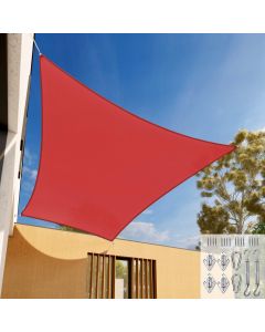E&K Sunrise 24' x 24' Sun Shade Sail Rectangle Canopy Shade Cover with Hardware Kit UV Block for Outdoor Pergola Patio Backyard Garden Deck (Red)