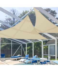 E&K Sunrise 14' x 27' x 30.4' Sun Shade Sail Right Triangle Canopy Shade Cover UV Block for Patio Backyard Garden Outdoor (Beige)