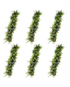 E&K 6 PCS Artificial Hanging Plants Faux Vines Leaf Decoration for Home Garden Office Indoor Outdoor Wedding Party (Green Pink)