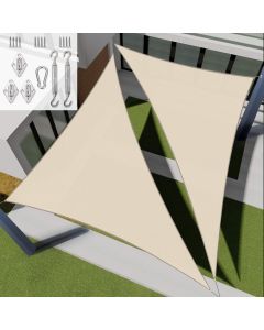 E&K Sunrise 24' x 24' x 24' Sun Shade Sail Triangle Canopy Shade Cover with Hardware Kit UV Block for Outdoor Pergola Patio Backyard Garden Deck (Beige)