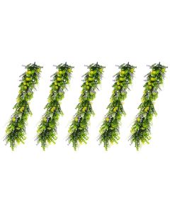E&K 5 PCS Artificial Hanging Plants Faux Vines Leaf Decoration for Home Garden Office Indoor Outdoor Wedding Party (Green Purple Yellow)