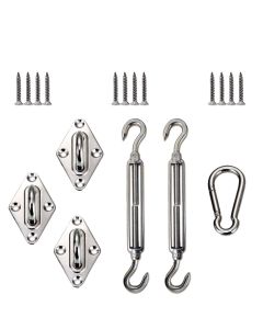 E&K Sunrise Sun Shade Sail Hardware Kit for Triangle Sun Shade Sail Installation with 6 inches Turnbuckles, Stainless Steel, Set of 1
