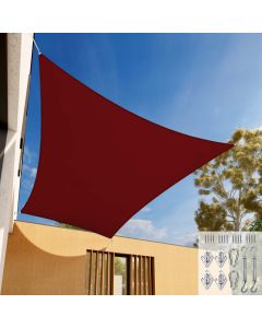 E&K Sunrise 24' x 24' Waterproof Sun Shade Sail Outdoor Rectangle Canopy Shade Cover UV Block with Hardware Kit for Pergola Patio Backyard Garden Deck (Red)