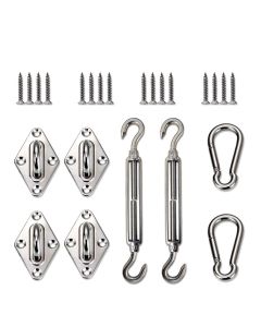 E&K Sunrise Sun Shade Sail Hardware Kit for Square and Rectangle Sun Shade Sail Installation with 6 inches Turnbuckles, Stainless Steel, Set of 1