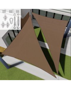 E&K Sunrise 24' x 24' x 24' Sun Shade Sail Triangle Canopy Shade Cover with Hardware Kit UV Block for Outdoor Pergola Patio Backyard Garden Deck (Brown)