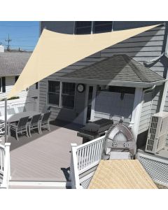 E&K Sunrise 24' x 24' x 24' Sun Shade Sail Triangle Canopy Shade Cover with A Ring Steel Cable Wire UV Block for Pergola Patio Backyard Garden Deck Outdoor (Sand)
