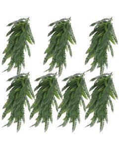 E&K 7 PCS Artificial Hanging Plants Faux Vines Leaf Decoration for Home Garden Office Indoor Outdoor Wedding Party (Dark Green)