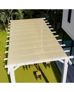 E&K Sunrise 8' x 16' Straight Edge Sun Shade Sail with D-Ring Grommets UV Block Sun Shade Cloth Pergola Cover with Zip Ties Perfect for Outdoor Patio Backyard Lawn Canopy Garden, Beige