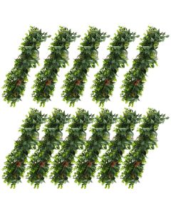 E&K 11 PCs Artificial Hanging Plants Faux Vines Leaf Decoration for Home Garden Office Indoor Outdoor Wedding Party (Dark Green Red)