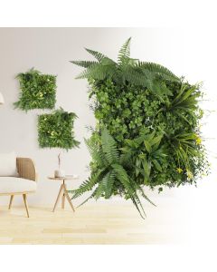 E&K 9Pcs 20" x 20" Artificial 3D Plant Wall Panels, Faux Grass Wall Backdrop Decor, UV-Anti Greenery Boxwood Hedge Privacy Screen for Outdoor Indoor Wedding Garden Backyard (Style 15)