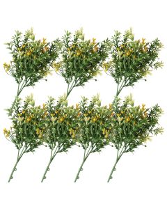 E&K 7 PCS Artificial Plants Faux Bushes Plant Decoration for Home Garden Wedding Party Indoor Outdoor (Green Orange)