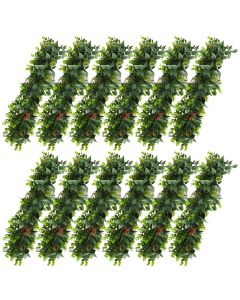 E&K 12 PCS Artificial Hanging Plants Faux Vines Leaf Decoration for Home Garden Office Indoor Outdoor Wedding Party (Dark Green Red)