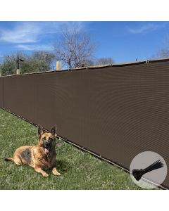 E&K Sunrise 6' x 93' Privacy Fence Screen with Grommets, Outdoor Windscreen Fence Covering Privacy Screen UV Blockage for Backyard Garden Patio, Zip Ties Included (Brown)