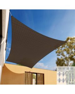 E&K Sunrise 24' x 24' Sun Shade Sail Rectangle Canopy Shade Cover with Hardware Kit UV Block for Outdoor Pergola Patio Backyard Garden Deck (Brown)