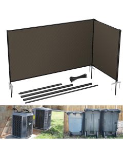 E&K 6'x8' Outdoor Privacy Screen Fence Panel Freestanding Backyard Patio Privacy Pool Fencing Temporary Garden Dog Fence with Iron Poles and Rails (Brown)