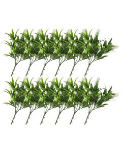 E&K 12 PCS Artificial Plants Faux Bushes Plant Decoration for Home Garden Wedding Party Indoor Outdoor (Green White)