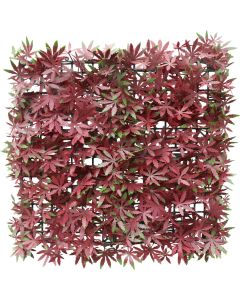 E&K 9Pcs 20" x 20" Artificial Grass Wall Panels, Faux Boxwood Greenery Backdrop Decor, UV Protected Privacy Hedge Screen for Indoor Outdoor (Maple - Red)