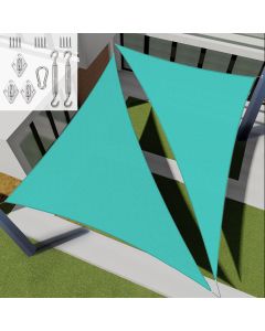 E&K Sunrise 24' x 24' x 24' Sun Shade Sail Triangle Canopy Shade Cover with Hardware Kit UV Block for Outdoor Pergola Patio Backyard Garden Deck (Turquoise)
