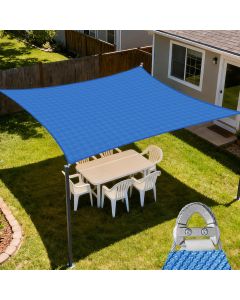 E&K Sunrise 9' x 9' Sun Shade Sail Rectangle Canopy Shade Cover with A Ring Steel Cable Wire UV Block for Pergola Patio Backyard Garden Deck Outdoor (Blue)