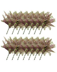 E&K 14 PCS Artificial Plants Faux Bushes Plant Decoration for Home Garden Wedding Party Indoor Outdoor (Green Red)