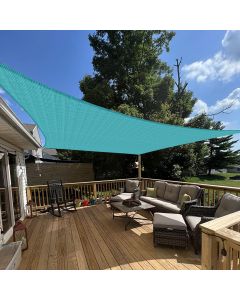 E&K Sunrise 14' x 21' Sun Shade Sail Rectangle Canopy Shade Cover UV Block for Patio Backyard Garden Outdoor (Turquoise)